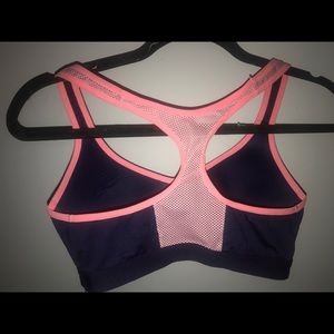 Navy and pink sports bra